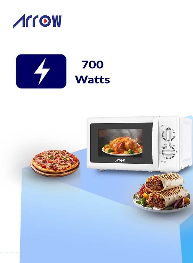 Arrow 20L Mechanical Countertop Microwave Oven, 700W | 5 Power Levels | 2 Years Warranty | Easy-to-Use Mechanical Control | Compact Design for Space Saving | Ideal for Cooking and Heating | Model Name: RO-20MW - Image 4